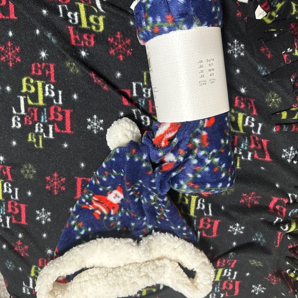 Fleece Christmas PJ pants w/ Santa Hat - Picture 2 of 5
